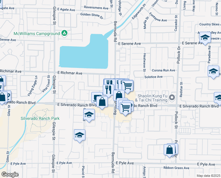 map of restaurants, bars, coffee shops, grocery stores, and more near 397 Silverado Pines Avenue in Las Vegas