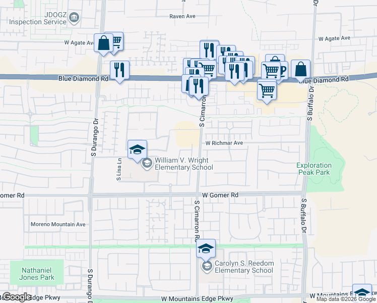 map of restaurants, bars, coffee shops, grocery stores, and more near 9550 Bella Di Mora Street in Las Vegas