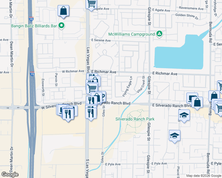 map of restaurants, bars, coffee shops, grocery stores, and more near 9639 Withering Pine Street in Las Vegas