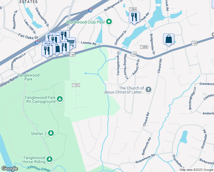 map of restaurants, bars, coffee shops, grocery stores, and more near 4615 Asbury Place Drive in Clemmons