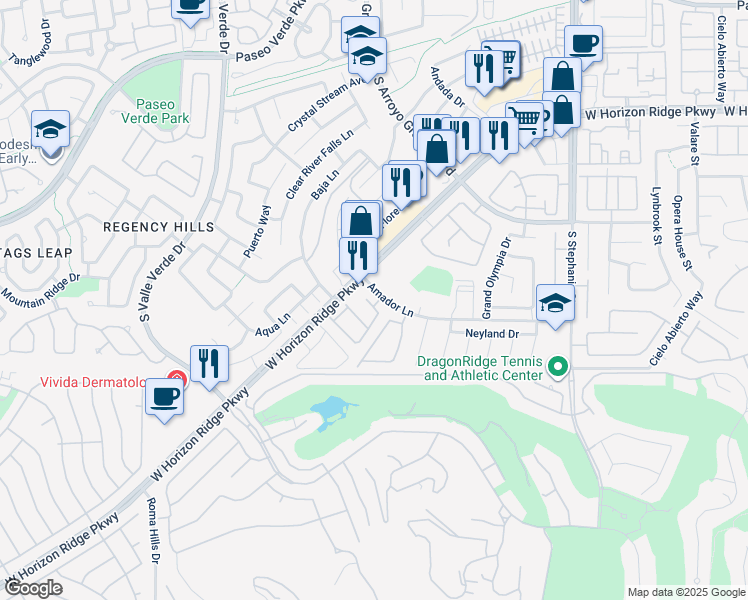 map of restaurants, bars, coffee shops, grocery stores, and more near 1632 White Mesquite Place in Henderson