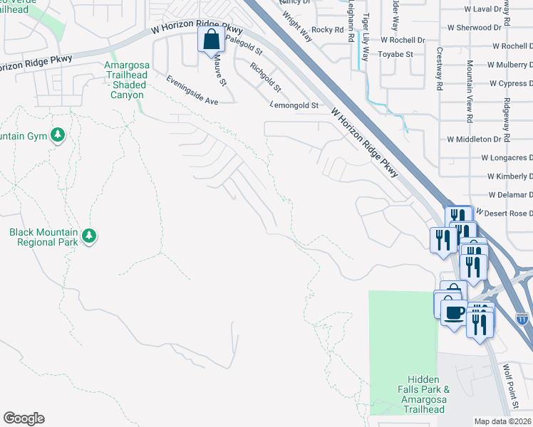 map of restaurants, bars, coffee shops, grocery stores, and more near 342 Kandinsky Court in Henderson