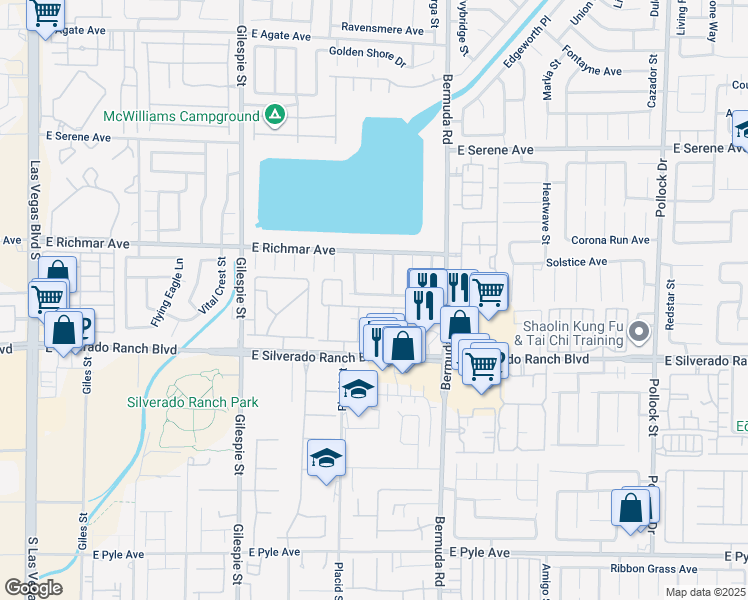 map of restaurants, bars, coffee shops, grocery stores, and more near 331 Silverado Pines Avenue in Las Vegas