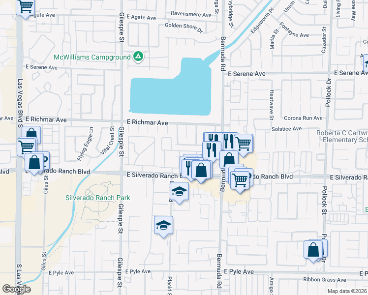map of restaurants, bars, coffee shops, grocery stores, and more near 325 Silverado Pines Avenue in Las Vegas