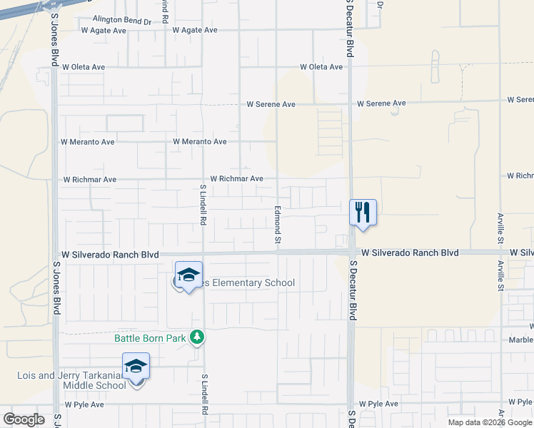 map of restaurants, bars, coffee shops, grocery stores, and more near 9622 Monarch Grove Street in Las Vegas