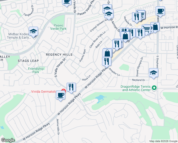 map of restaurants, bars, coffee shops, grocery stores, and more near 272 Bouret Place in Henderson