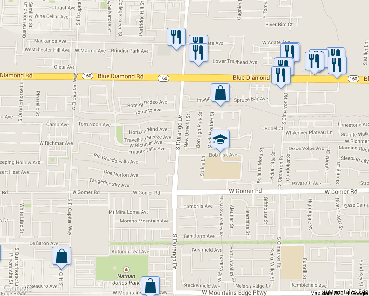 map of restaurants, bars, coffee shops, grocery stores, and more near 9517 New Utrecht Street in Las Vegas