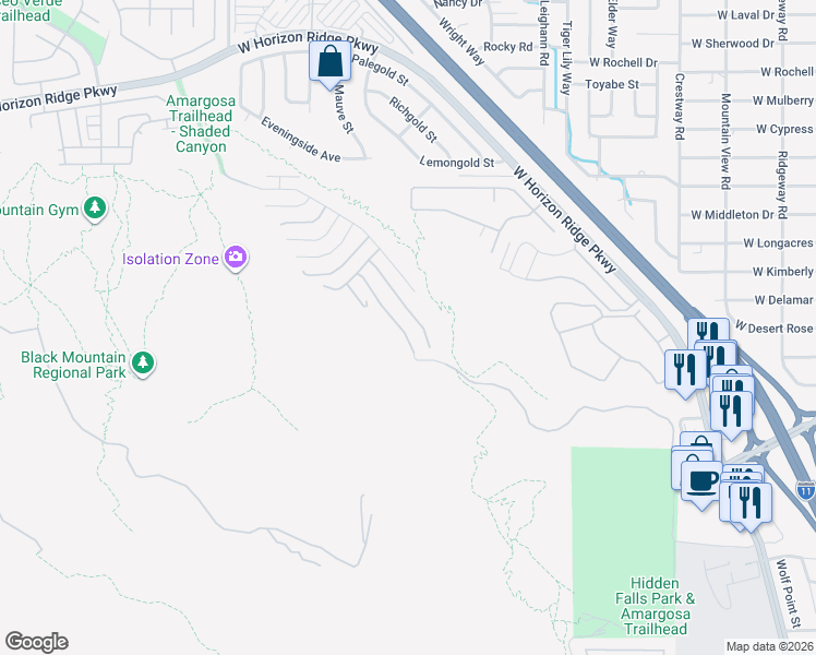 map of restaurants, bars, coffee shops, grocery stores, and more near Amargosa Trail in Henderson