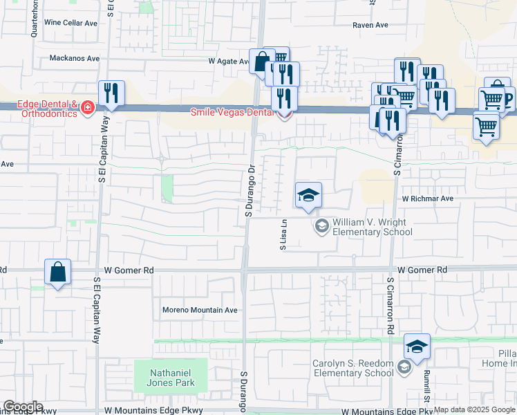 map of restaurants, bars, coffee shops, grocery stores, and more near 9517 New Utrecht Street in Las Vegas