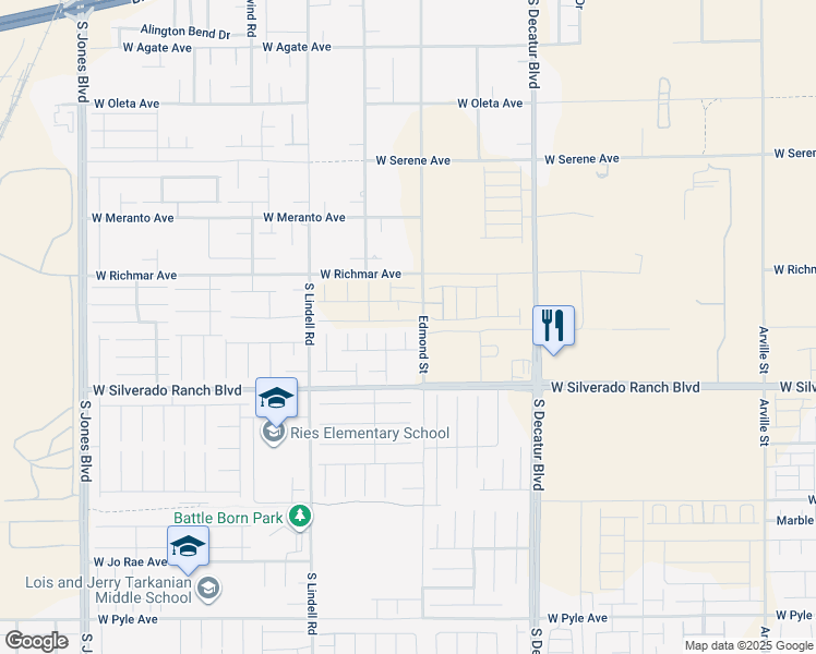 map of restaurants, bars, coffee shops, grocery stores, and more near 5239 Barcola Avenue in Las Vegas