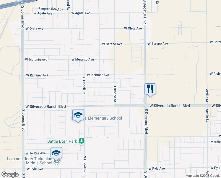 map of restaurants, bars, coffee shops, grocery stores, and more near 5239 Barcola Avenue in Las Vegas