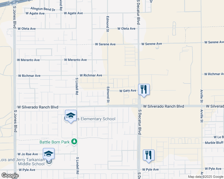 map of restaurants, bars, coffee shops, grocery stores, and more near 5161 Birchland Manor Avenue in Las Vegas