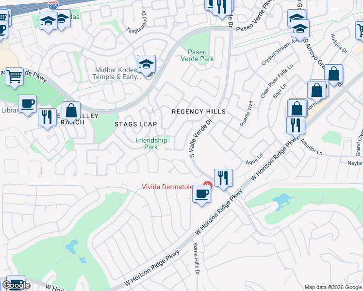map of restaurants, bars, coffee shops, grocery stores, and more near 1870 Desert Forest Way in Henderson