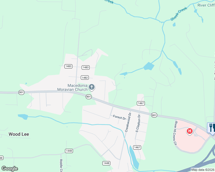 map of restaurants, bars, coffee shops, grocery stores, and more near 142 Wills Road in Advance