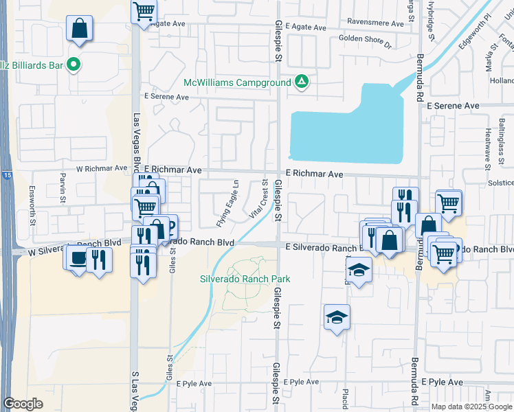 map of restaurants, bars, coffee shops, grocery stores, and more near 9619 Vital Crest Street in Las Vegas