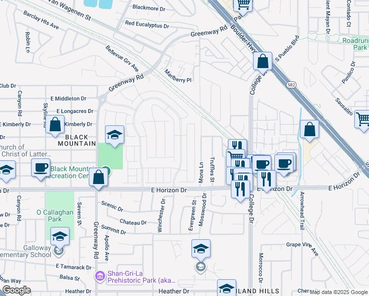 map of restaurants, bars, coffee shops, grocery stores, and more near 325 Aravalli Crest Street in Henderson