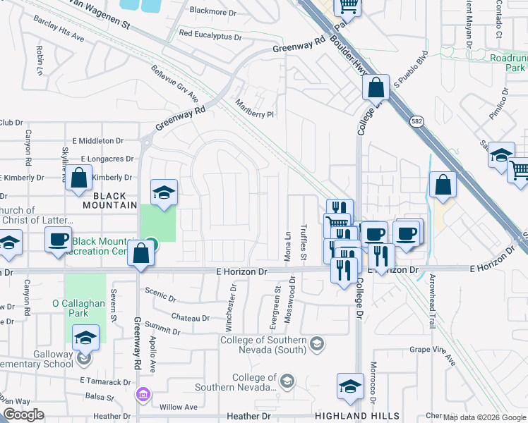 map of restaurants, bars, coffee shops, grocery stores, and more near 325 Aravalli Crest Street in Henderson