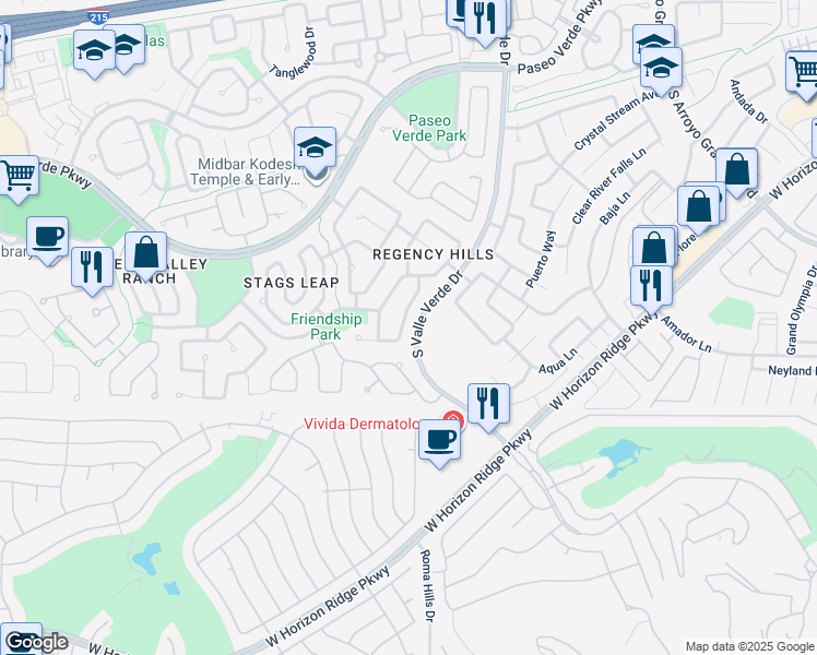 map of restaurants, bars, coffee shops, grocery stores, and more near 1867 Desert Forest Way in Henderson