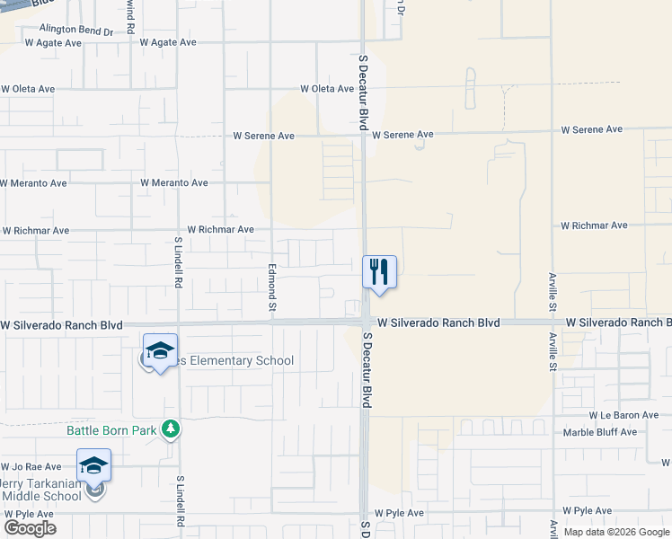 map of restaurants, bars, coffee shops, grocery stores, and more near 4993 Birchland Manor Avenue in Las Vegas