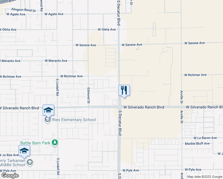 map of restaurants, bars, coffee shops, grocery stores, and more near 4977 Birchland Manor Avenue in Las Vegas