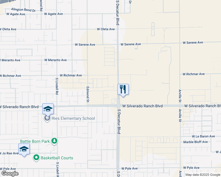 map of restaurants, bars, coffee shops, grocery stores, and more near 4977 Birchland Manor Avenue in Las Vegas