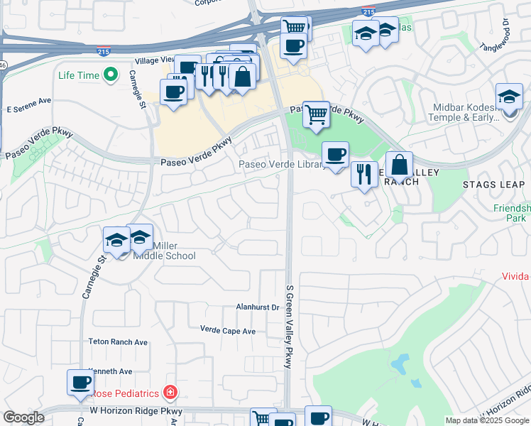 map of restaurants, bars, coffee shops, grocery stores, and more near 2265 Chestnut Bluffs Avenue in Henderson