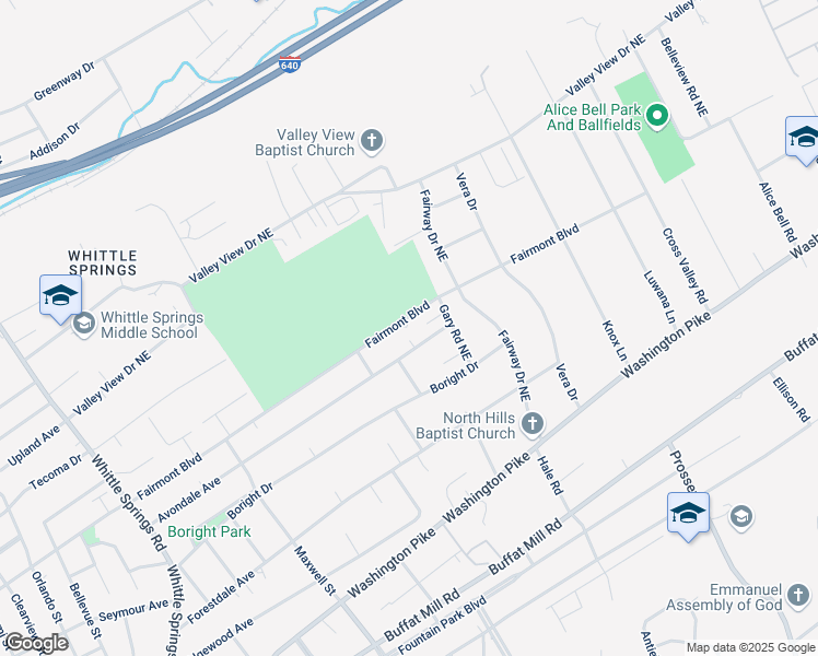 map of restaurants, bars, coffee shops, grocery stores, and more near 3403 Avondale Avenue in Knoxville