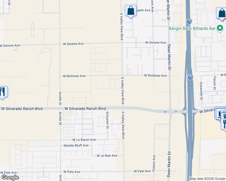 map of restaurants, bars, coffee shops, grocery stores, and more near 3911 Riley Rose Avenue in Las Vegas