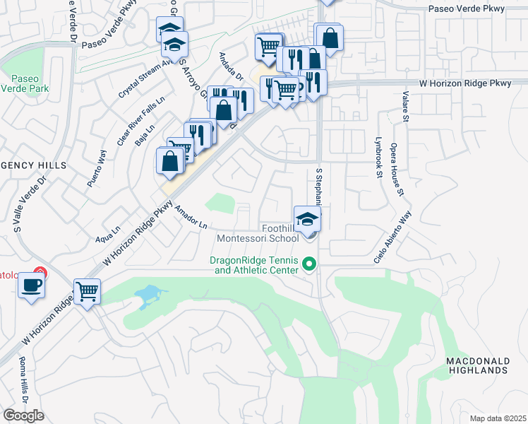 map of restaurants, bars, coffee shops, grocery stores, and more near 278 Grand Olympia Drive in Henderson