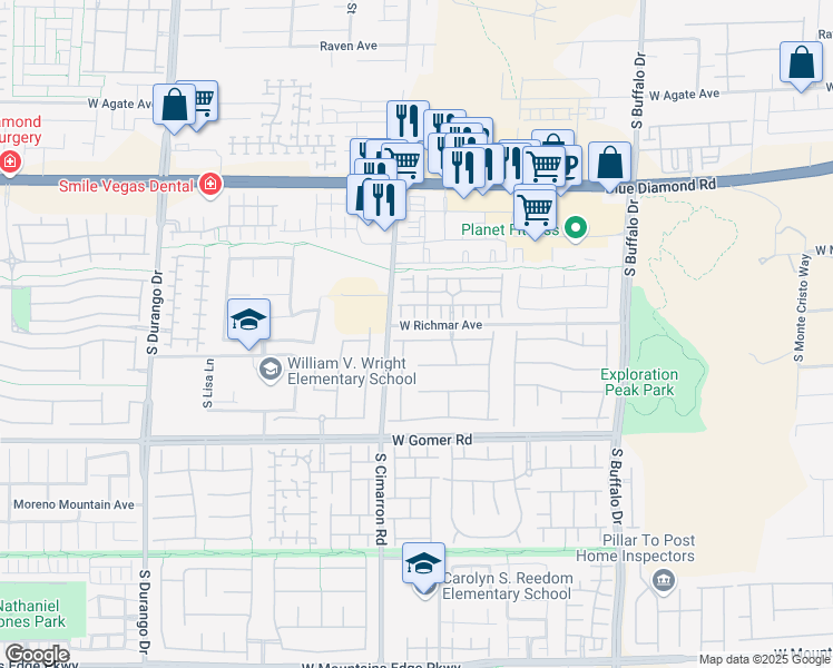map of restaurants, bars, coffee shops, grocery stores, and more near 8148 Dolce Volpe Avenue in Las Vegas