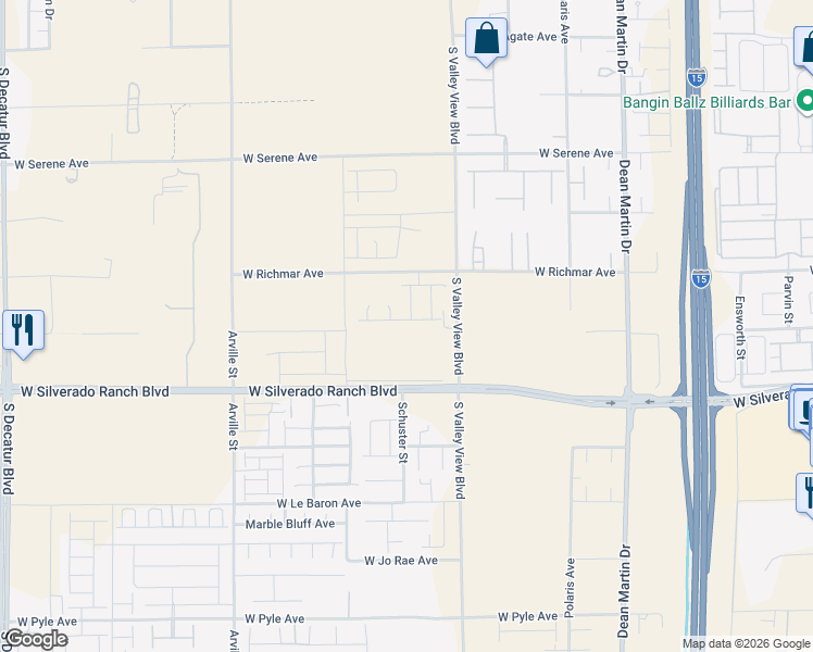 map of restaurants, bars, coffee shops, grocery stores, and more near 3935 Riley Rose Avenue in Las Vegas