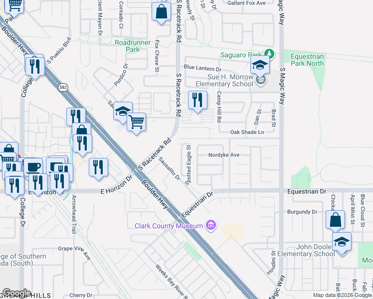 map of restaurants, bars, coffee shops, grocery stores, and more near 713 Spotted Eagle Street in Henderson