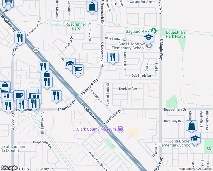 map of restaurants, bars, coffee shops, grocery stores, and more near 713 Spotted Eagle Street in Henderson