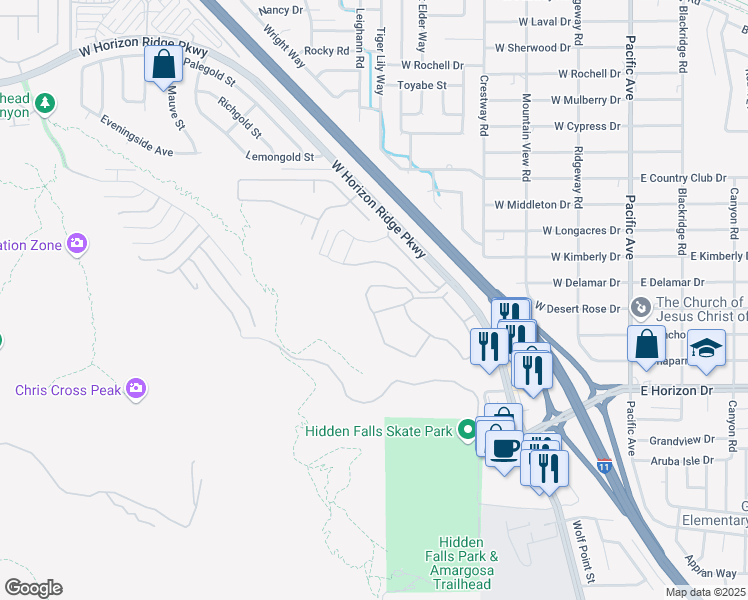 map of restaurants, bars, coffee shops, grocery stores, and more near 231 West Horizon Ridge Parkway in Henderson
