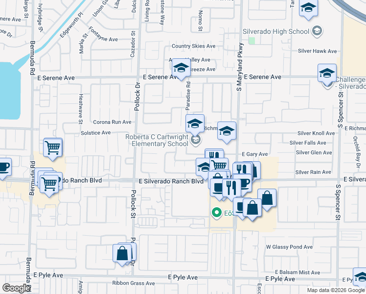map of restaurants, bars, coffee shops, grocery stores, and more near 970 Havenworth Avenue in Las Vegas