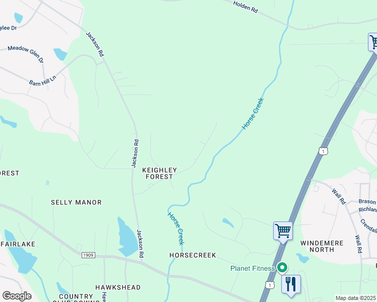 map of restaurants, bars, coffee shops, grocery stores, and more near 8305 Epping Forest Way in Wake Forest