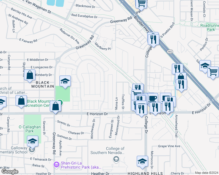 map of restaurants, bars, coffee shops, grocery stores, and more near 324 Aravalli Crest Street in Henderson