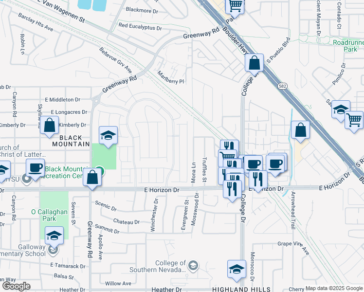 map of restaurants, bars, coffee shops, grocery stores, and more near 324 Aravalli Crest Street in Henderson