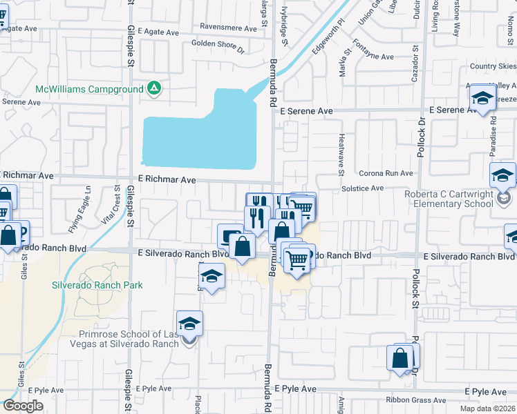 map of restaurants, bars, coffee shops, grocery stores, and more near 397 Silverado Pines Avenue in Las Vegas