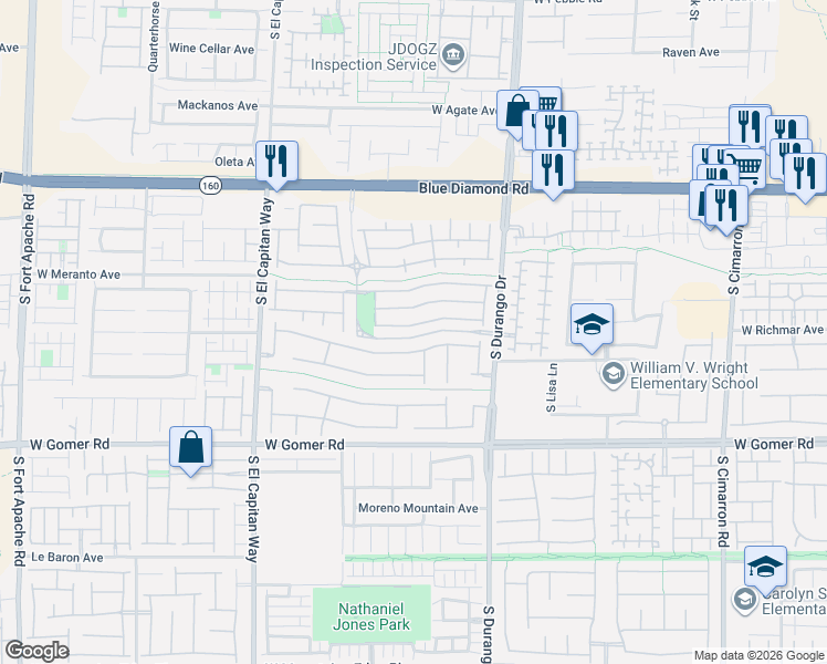 map of restaurants, bars, coffee shops, grocery stores, and more near 9524 Tyler Rose Street in Las Vegas