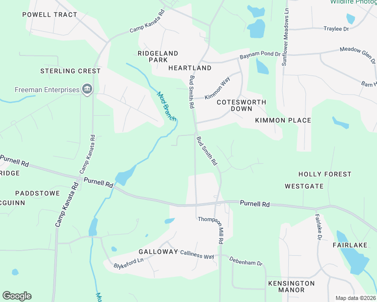 map of restaurants, bars, coffee shops, grocery stores, and more near 8917 Thompson Mill Road in Wake Forest