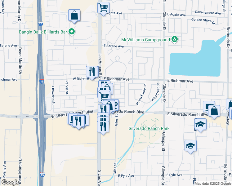map of restaurants, bars, coffee shops, grocery stores, and more near 55 Belle Maison Avenue in Las Vegas