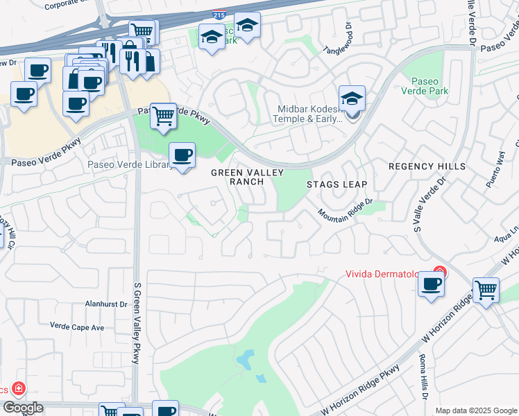 map of restaurants, bars, coffee shops, grocery stores, and more near 2032 Smoketree Village Circle in Henderson