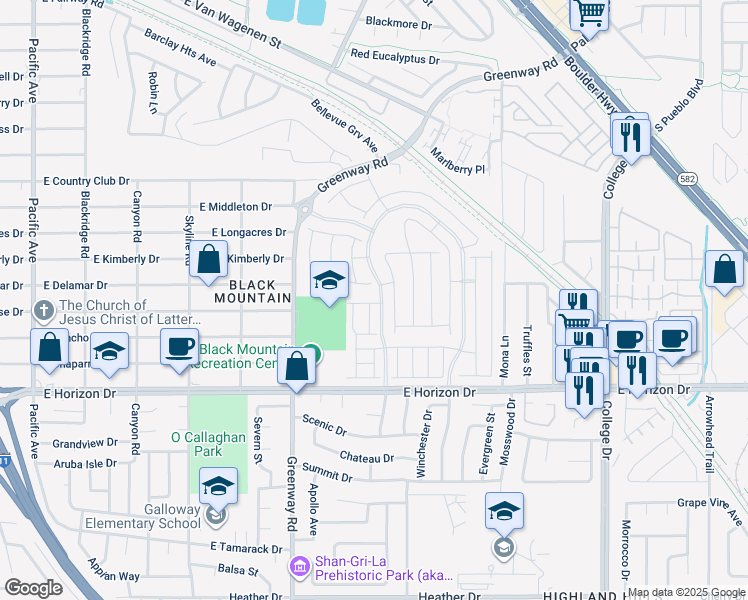 map of restaurants, bars, coffee shops, grocery stores, and more near 242 White Crest Peak Avenue in Henderson