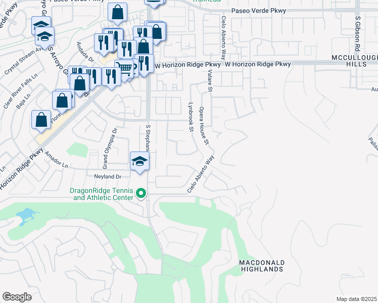 map of restaurants, bars, coffee shops, grocery stores, and more near 1364 Tranquil Skies Avenue in Henderson