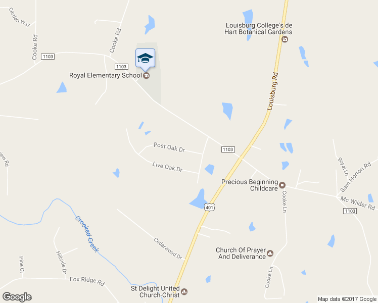 map of restaurants, bars, coffee shops, grocery stores, and more near 35 Post Oak Drive in Louisburg