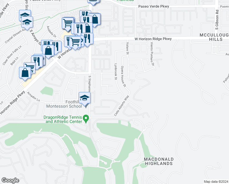 map of restaurants, bars, coffee shops, grocery stores, and more near 1364 Tranquil Skies Avenue in Henderson