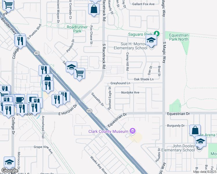 map of restaurants, bars, coffee shops, grocery stores, and more near 701 Spotted Eagle Street in Henderson