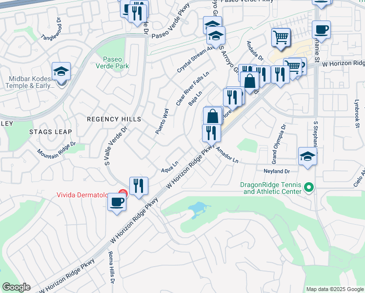 map of restaurants, bars, coffee shops, grocery stores, and more near 1827 Cavendish Way in Henderson