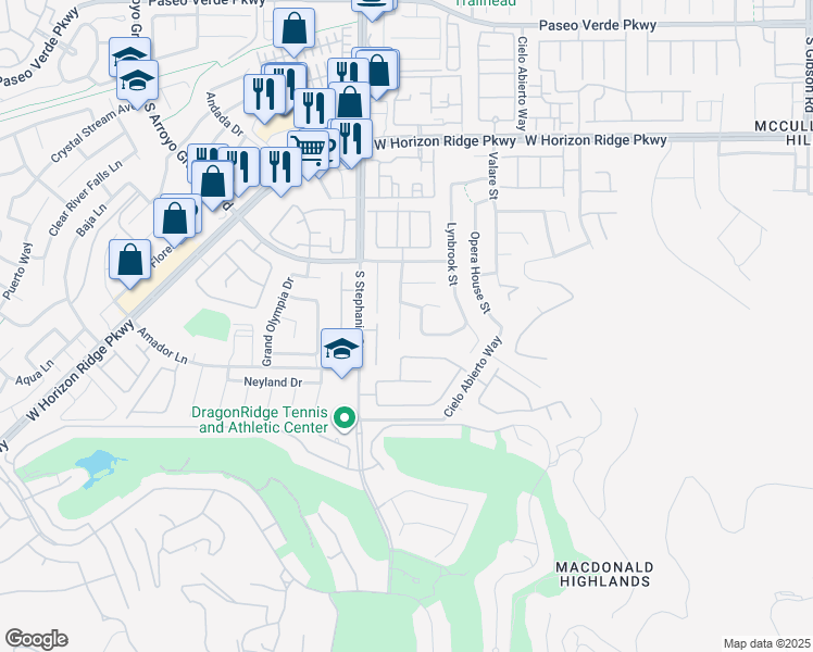 map of restaurants, bars, coffee shops, grocery stores, and more near 246 Buena Adventura Lane in Henderson